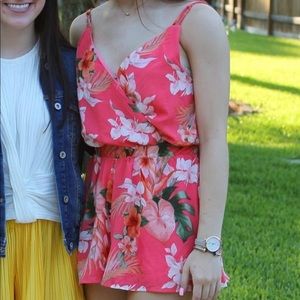 Pink floral romper